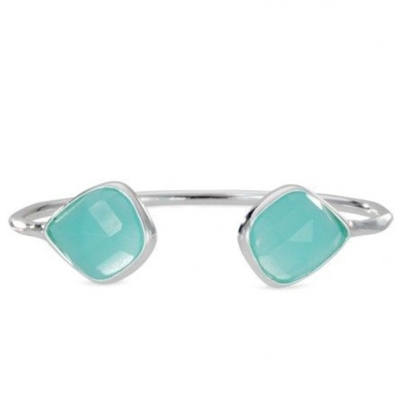 Stella & Dot | Retired🧞‍♂️💫Silver + Aqua Serenity Stone Cuff Bracelet - Picture 2 of 6